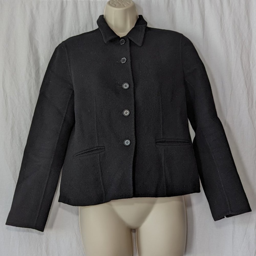 Charter Club Black Front Buttons Jacket Size Small Petite